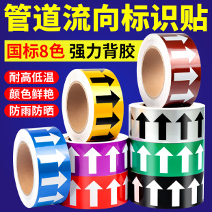 Pipe Flow Direction Identification Sticker National Standard Arrow Identification Color Ring Indication Sticker Industrial Label Reflective Warning Sticker