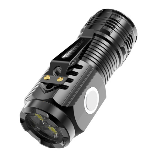 Cross-border three-eye mini portable rechargeable LED household outdoor high-intensity steel cannon wholesale