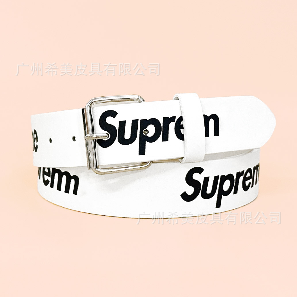 Supreme Pin Buckle Belt White Logo Print