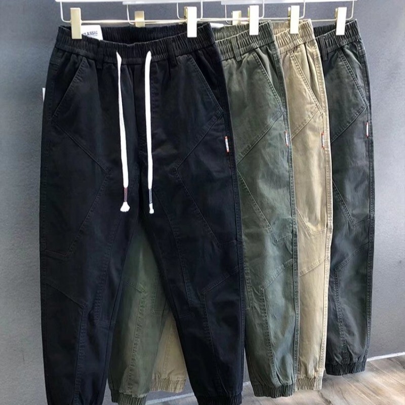 Autumn Handsome Overalls Men's Loose ins All-match Student Casual Cropped Hallen Trousers