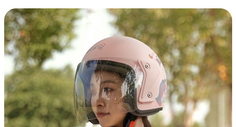3C certified electric motorcycle helmet for men and women, cute and warm, suitable for autumn and winter, half-face safety helmet, all-season adult cartoon helmet