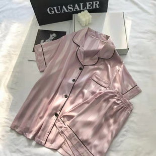 Cross-border Wholesale Pajamas for Women Summer Thin 2022 Summer New Short-sleeved Shorts Home Clothes Set Can Be Worn Outside