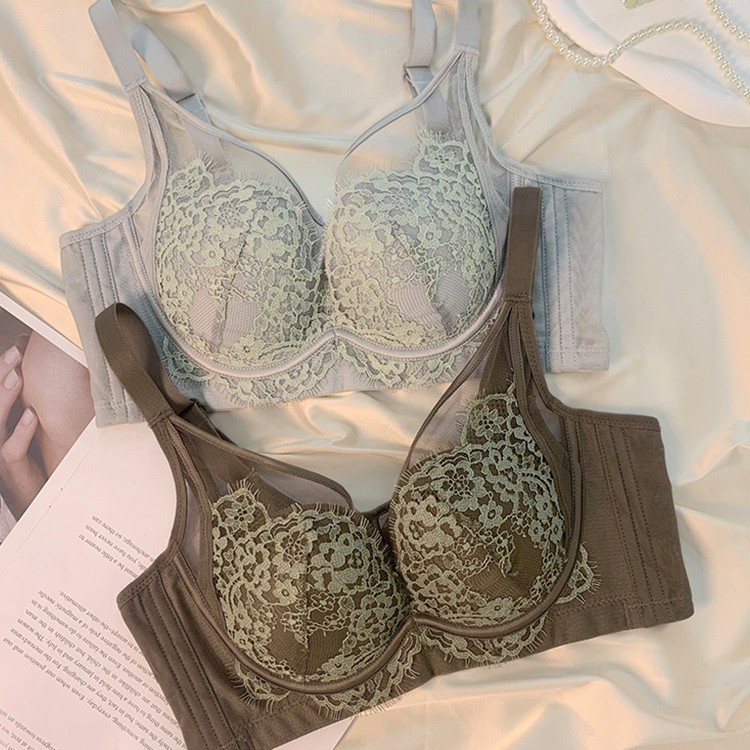 Core Oxygen 69110 Shell Cup Encaje Ropa interior sexy hueca Mujer reunida Sujetador ajustable con anillo de acero suave anti-caída