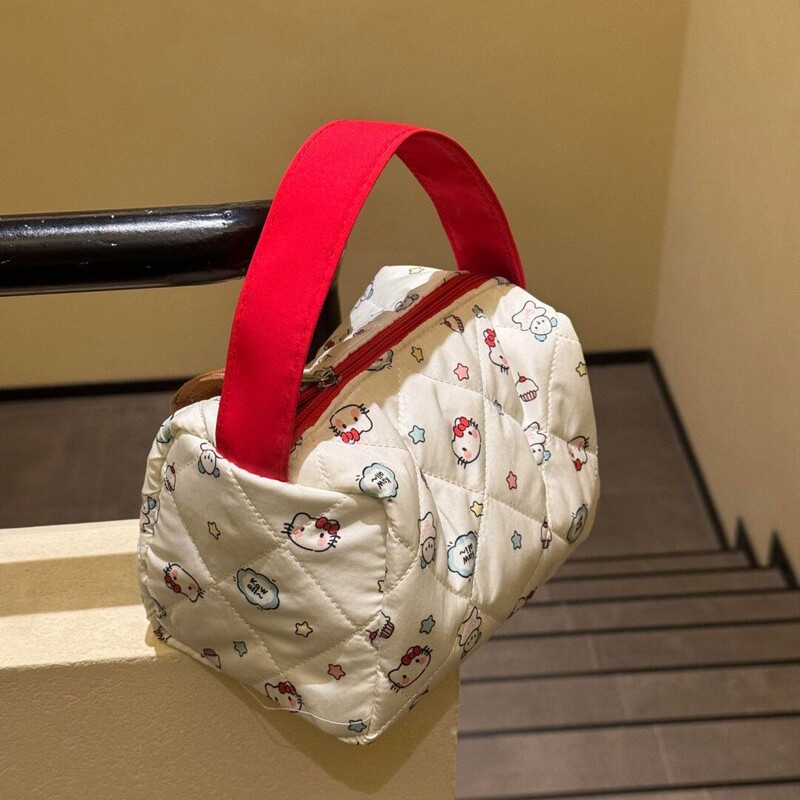 Autumn and Winter New Style Bubble Cotton Large-Capacity Cosmetic Bag Portable Storage Bag Toiletry Bag Three-Dimensional Super Cute Handbag for Women