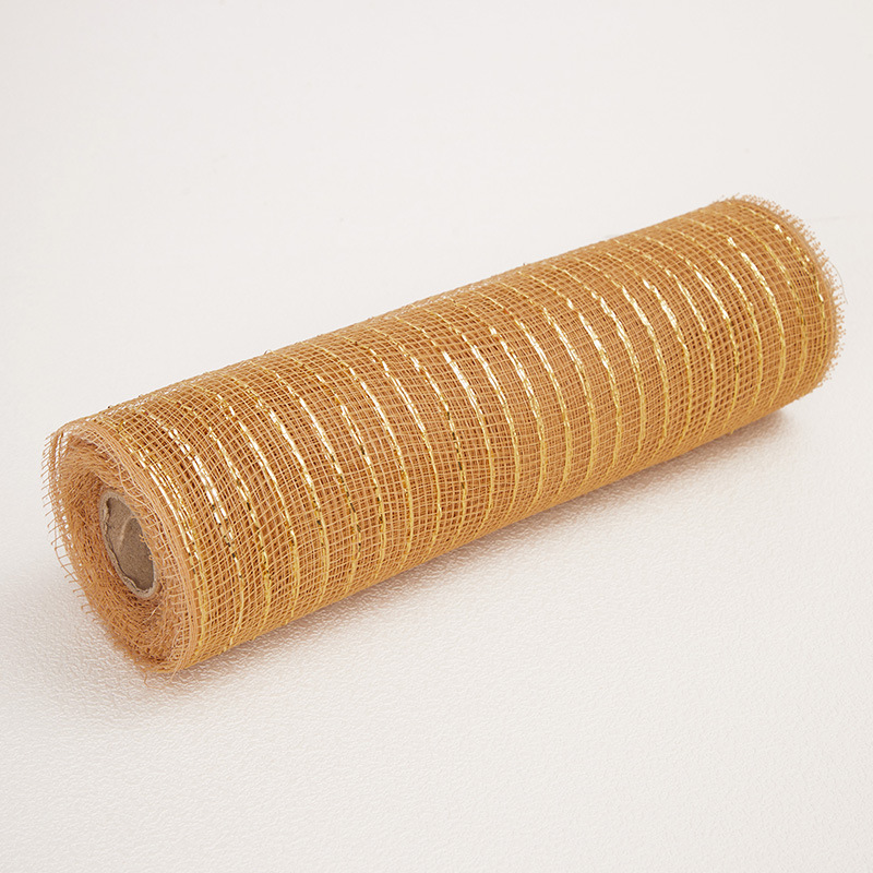 Rollo de malla de PP de 10 pulgadas * 10 yardas, material para guirnaldas, hilo de malla dorado navideño, cinta para embalaje con atmósfera festiva. image 30