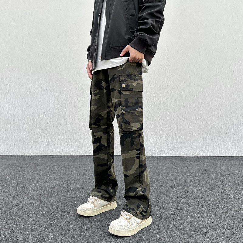 Spring and Autumn New American Camouflage Workwear Casual Pants Men's Instagram Popular Brand All-match Loose Straight Micro Trousers