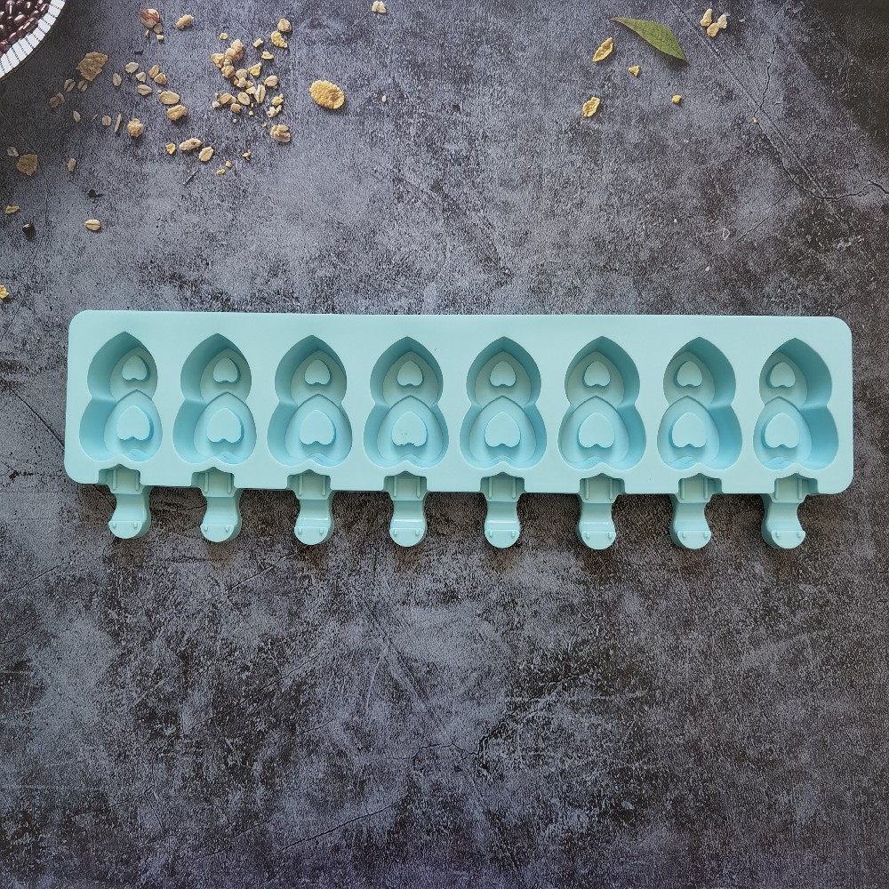8 Lian Double Love 494 Helado Molde de silicona Paleta de helado Molde de helado Fabricación de rejilla de hielo Suministros para fiestas de verano