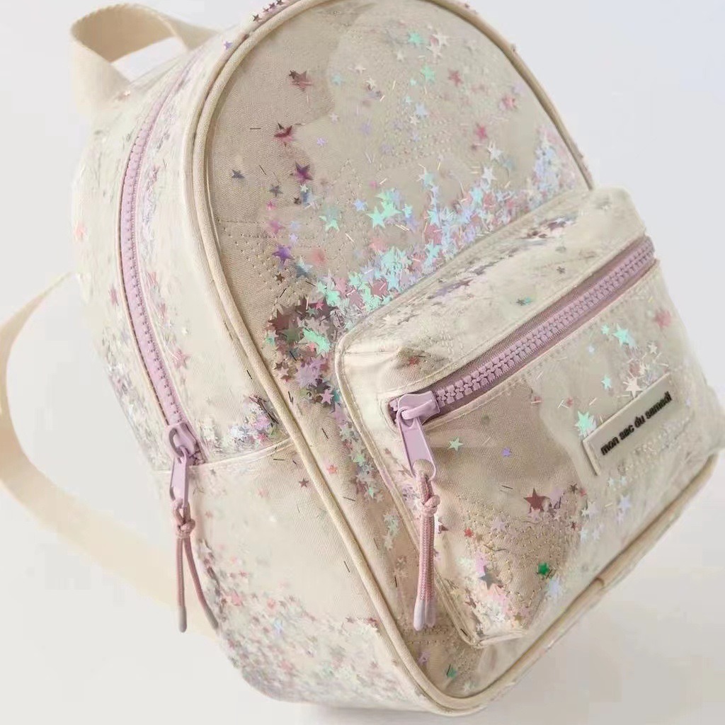 Z nuevas lentejuelas infantiles Jelly mochila transparente para niñas mochila impermeable mini mochila jardín de infantes