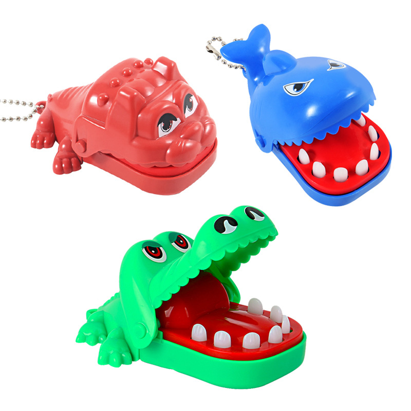 Mini finger biting crocodile children's puppy trick toy Press teeth soft glue shark dog biting desktop game