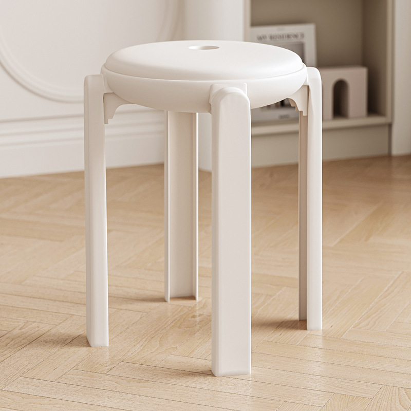 Taburete de compras de plástico para el hogar apilable mesa de comedor silla moderna sala de estar minimalista taburete alto fuerte durable taburete redondo