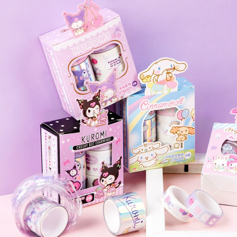 Портативная касса Гроба KT86505 Sanrio подлинная авторизированная ручная лента 8 рулонов набор ленты для переноса на бумагу лазерная лента