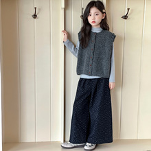 女童套装秋季新款儿童毛衣马甲打底裤子三件套女孩韩版休闲童装