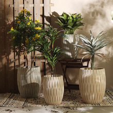 高款落地盆镁泥花盆水泥复古大号户外庭院客厅阳台摆设发财树绿植