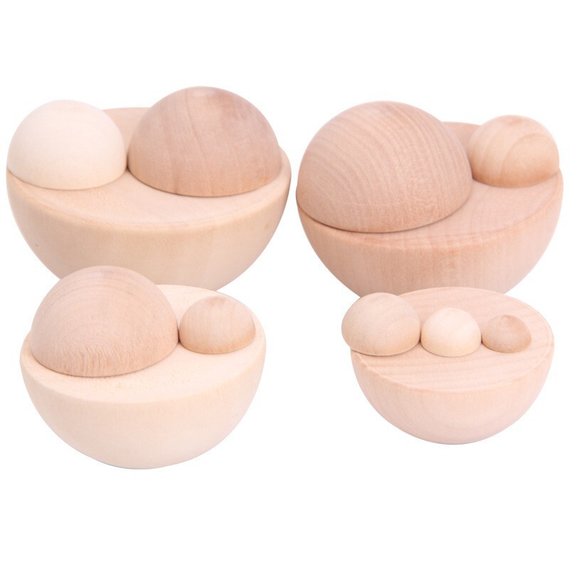 DIY0.6-90mm lotus log color semicircular flat bottom non-porous wooden beads half wooden semicircular beads loose beads