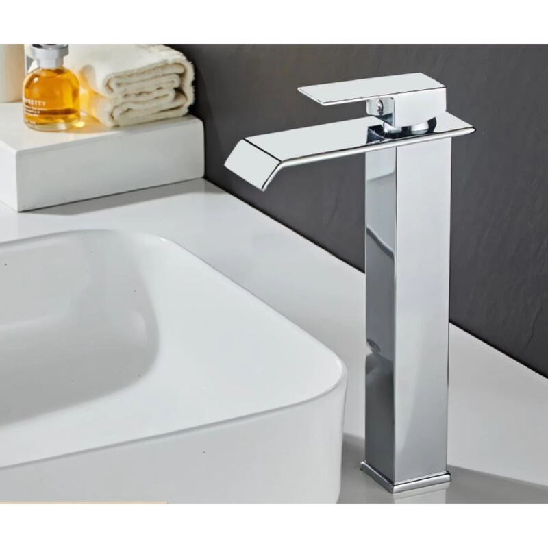 Cross-Border Black Stainless Steel Waterfall Faucet Hot and Cold Bathroom Washbasin Washbasin Golden Basin Faucet