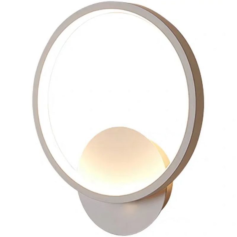 Luz de pared roja de aluminio de fondo sala de estar de barra creativa dormitorio brillante geométrica redonda nórdica simple lámpara de pared atrás
