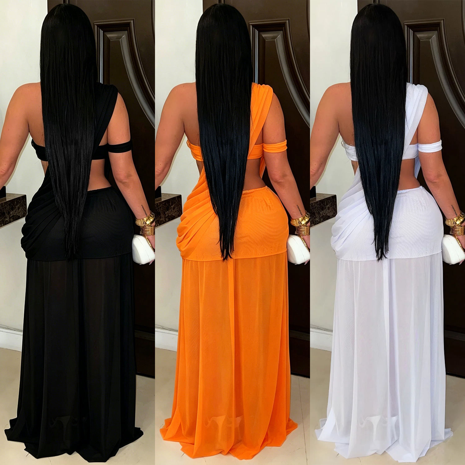 C7726 Aliexpress transfronterizo Amazon Europa y América de moda de mujer sexy malla transparente vestido de cadera delgada