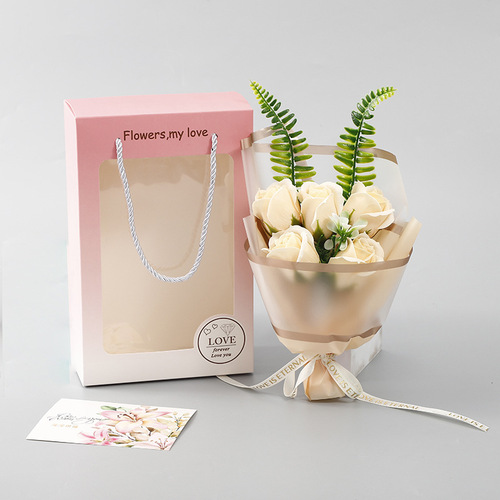 Mother's Day gift, portable 5 rose soap bouquet, event souvenir, Valentine's Day gift for girlfriend and best friend