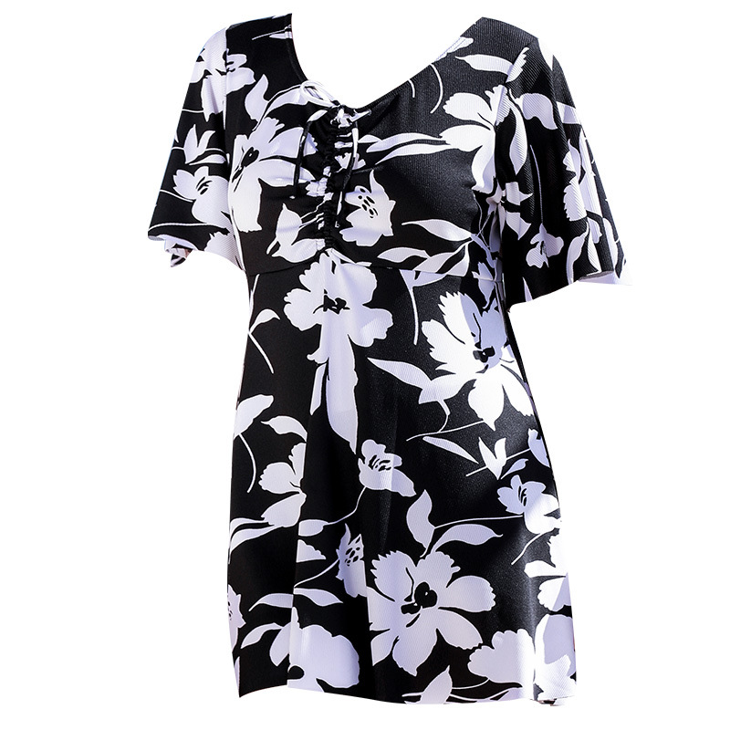 Bañador de mujer grande nuevo estilo impresa unidad de baño conservadora damas delgada cubrir el estómago ocio suelto bañador de spa