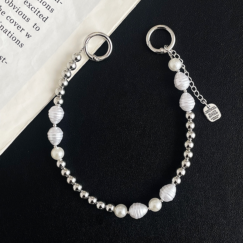 허니컴 실버 비즈 짧은 체인 - 길이 약 33CM