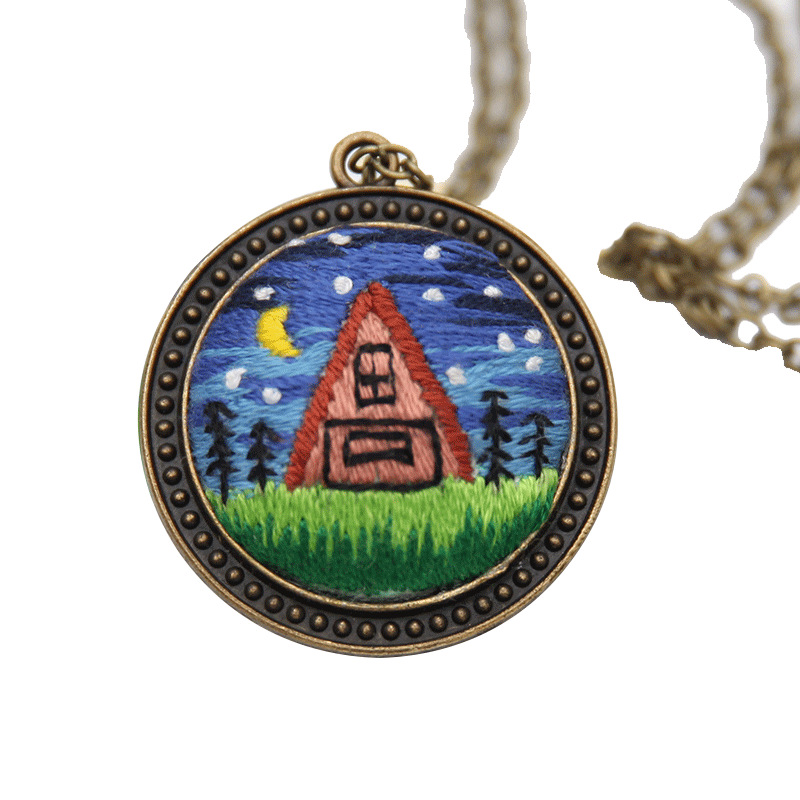 Bordado hecho a mano auto-bordado paquete de material de bricolaje Lu bordado producción regalo bordado girasol Margarita suéter COLLAR COLGANTE