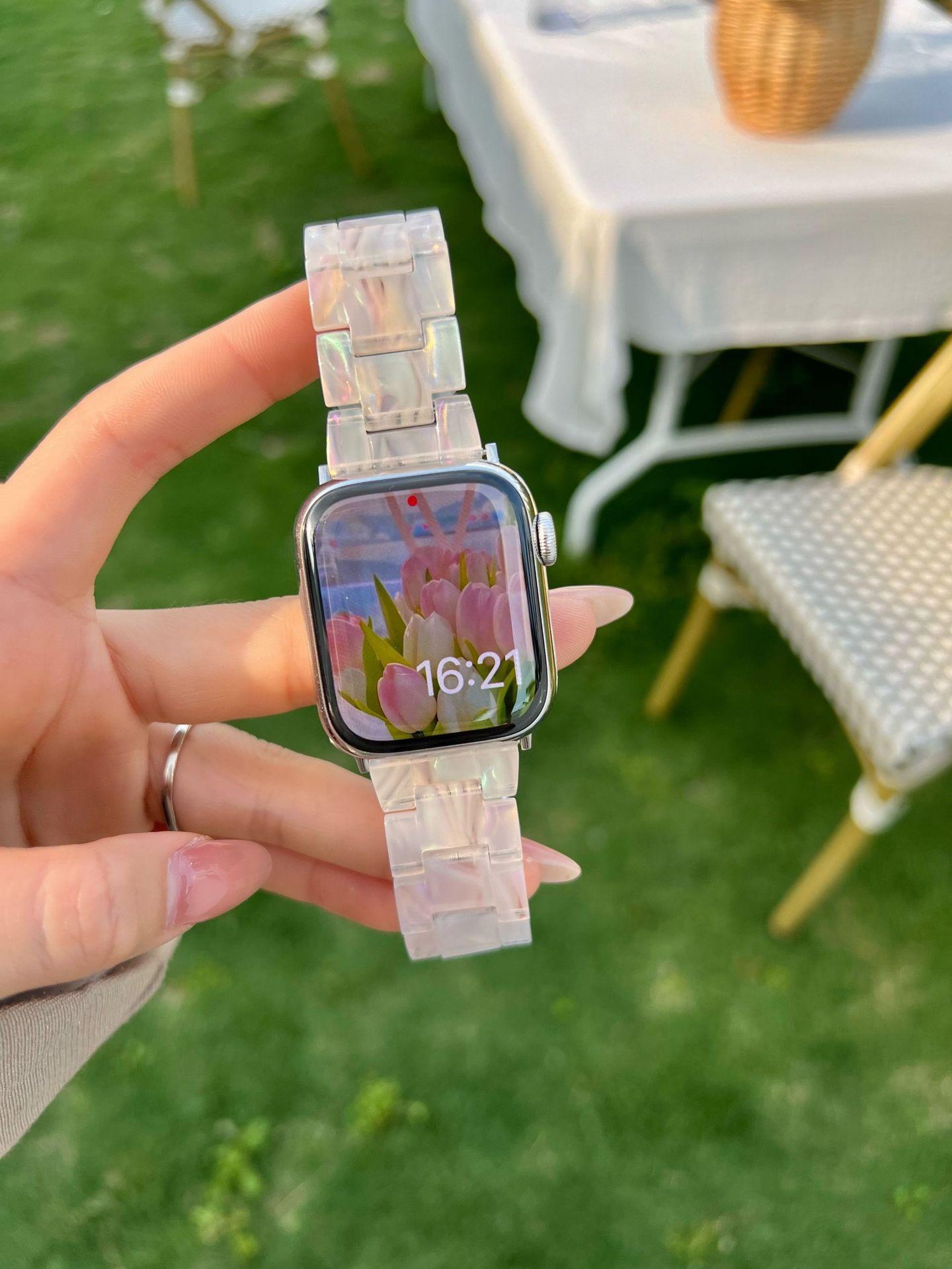 La nueva correa de manzana de resina ligera de primavera y verano es adecuada para applewatch 10a generación 987654SE para hombres y mujeres