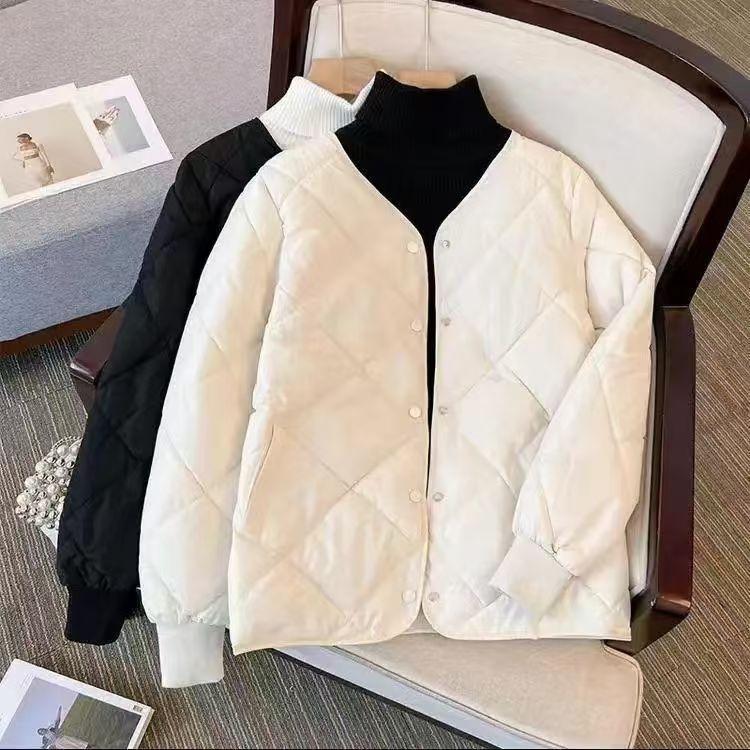 轻薄羽绒棉内胆女短款2025新款韩版时尚菱格棉服内搭保暖棉衣外套