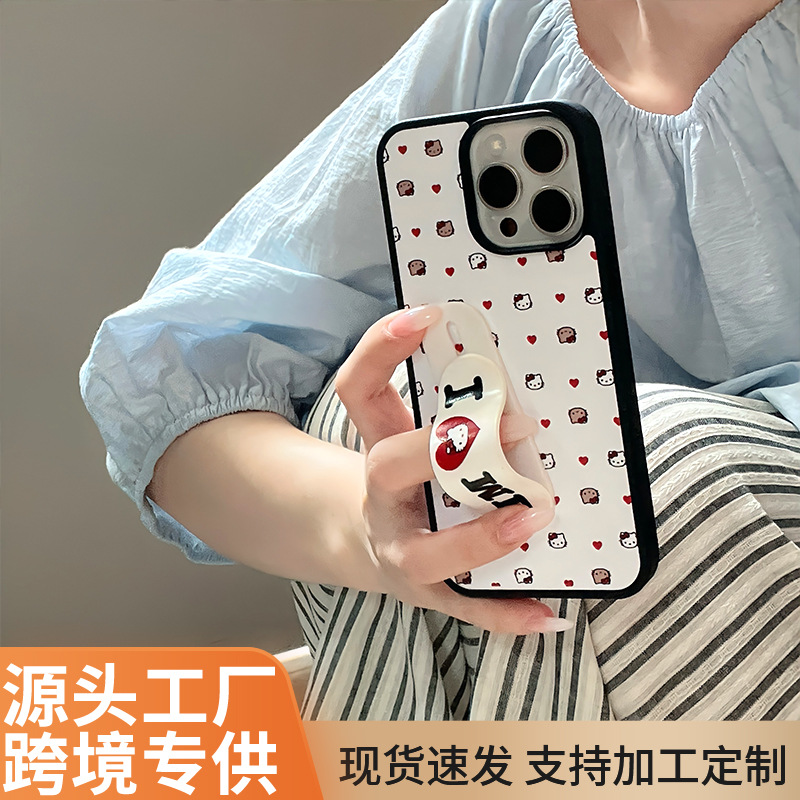 I love Me创可贴支架黑皮kt手机壳适用苹果iPhone15/16手机壳