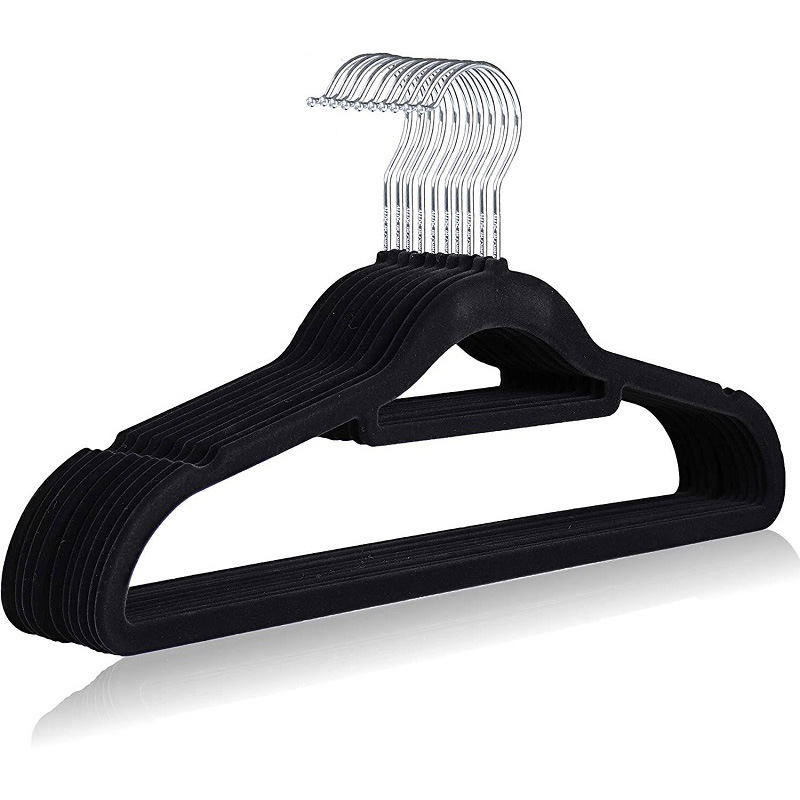 Perchas de terciopelo flocado antideslizantes ultradelgadas para ropa traje y ahorro de espacio