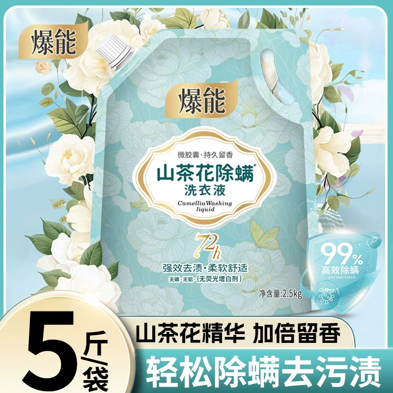 2.5kg Стиральный порошок Explosive Camellia, глубоко очищающий, стойкий аромат, защита от клещей, цветочный аромат, доступная для дома сумка