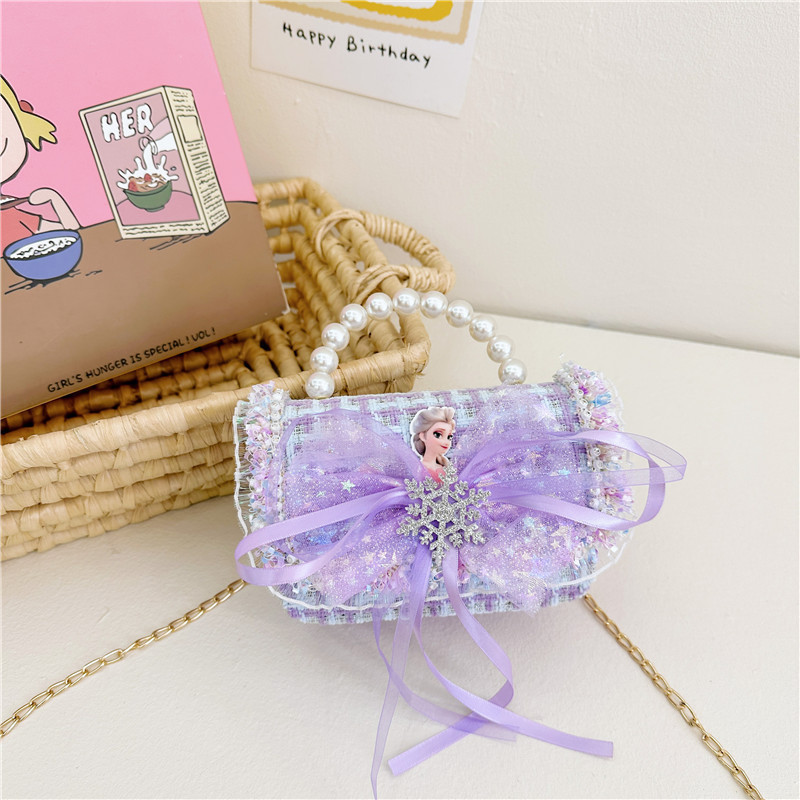 2024 nuevo bolso de moda para niños princesa perla bolso de cambio de mano cadena de chicas bolso de hombro