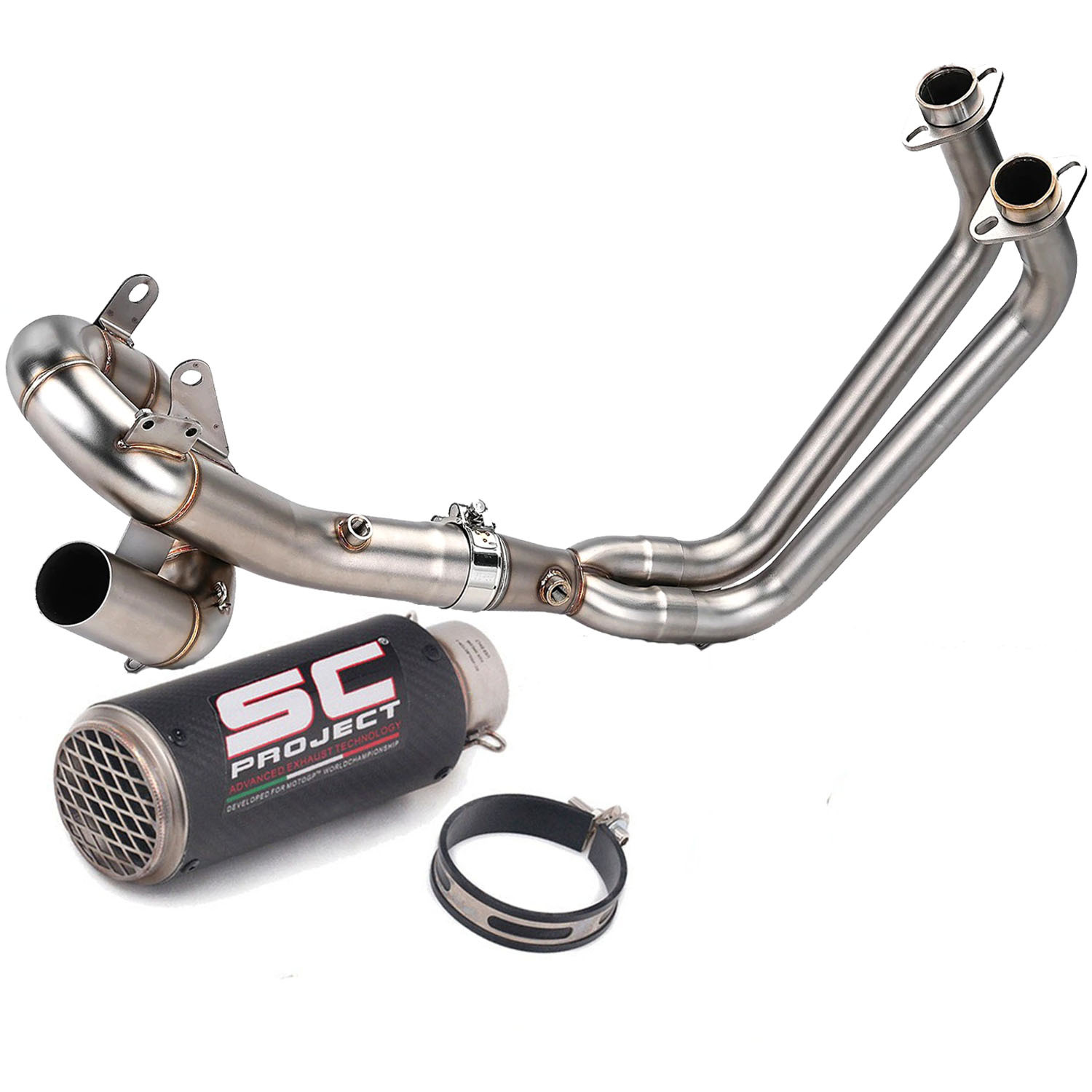 Suitable for MT-07 XSR700 14-25 motorcycle modified exhaust pipe front section with swirl MT07 exhaust pipe tail throat