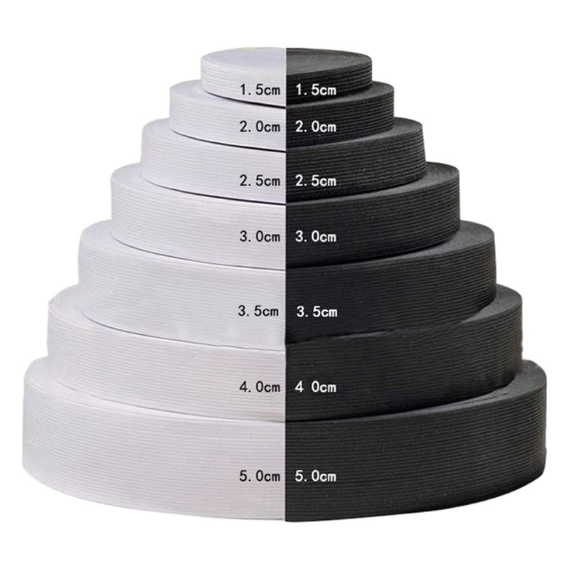 Banda Elástica de Poliéster de Alta Elasticidad, Cordón Elástico Negro y Blanco, Cinturilla para Ropa, Cinta de Amarre para Regalos, Alta Elasticidad