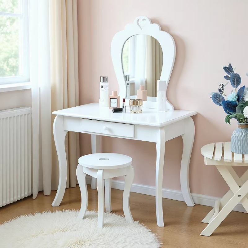 Dresser, Dressing Stool, Bedroom Bedside Makeup Mirror 32x32x42 White