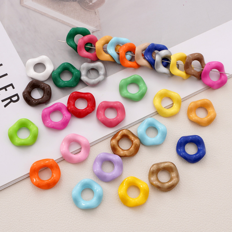 Colorful Jenga DIY Handmade Beaded Mobile Phone Chain Bag Hanging Keychain Beaded Accessories Large Hole Wave Partition Beads