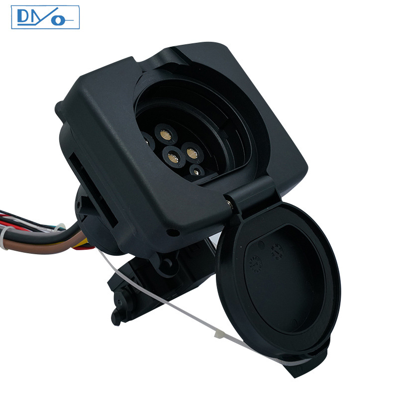 32A 三相新能源交流充电桩欧标type2桩端插座电动汽车可带电子锁