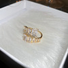 Zirconium, one size fashionable ring, jewelry, french style, simple and elegant design, on index finger, light luxury style, wholesale