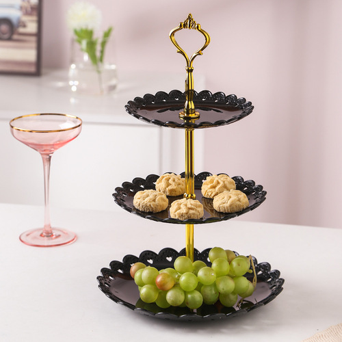 Three-layer fruit plate creative European-style living room household multi-layer afternoon tea snack plate candy snack cake snack stand