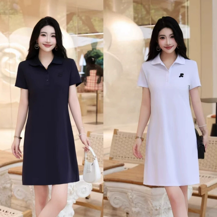 Новое повседневное короткое платье-поло А-силуэта с вышивкой на спине, плиссированным подолом и карманом, 2025 года выпуска