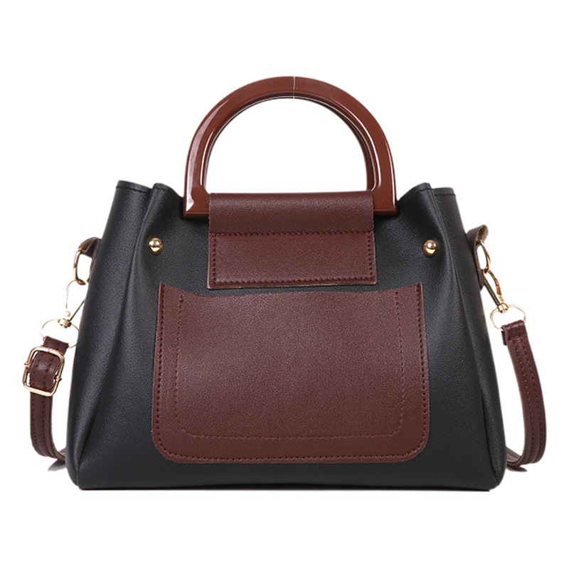 レトロ2022新型ファッション衝突色ハンドバッグ大容量子母シングルショルダーバッグ洋気バケツバッグ