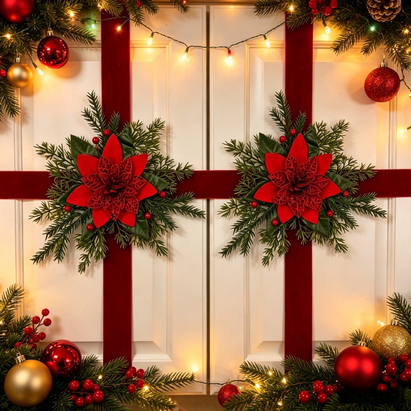 Nuevo Amazon lazo navideño armario colgante de anillo para decoración del hogar colgante de puerta de corona navideña vendido por el fabricante image 3