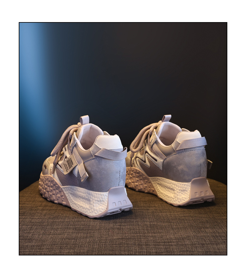 Giày sneaker nữ đế dày tăng chiều cao lưới thoáng khí phong cách thể thao — màu be chi tiết 19