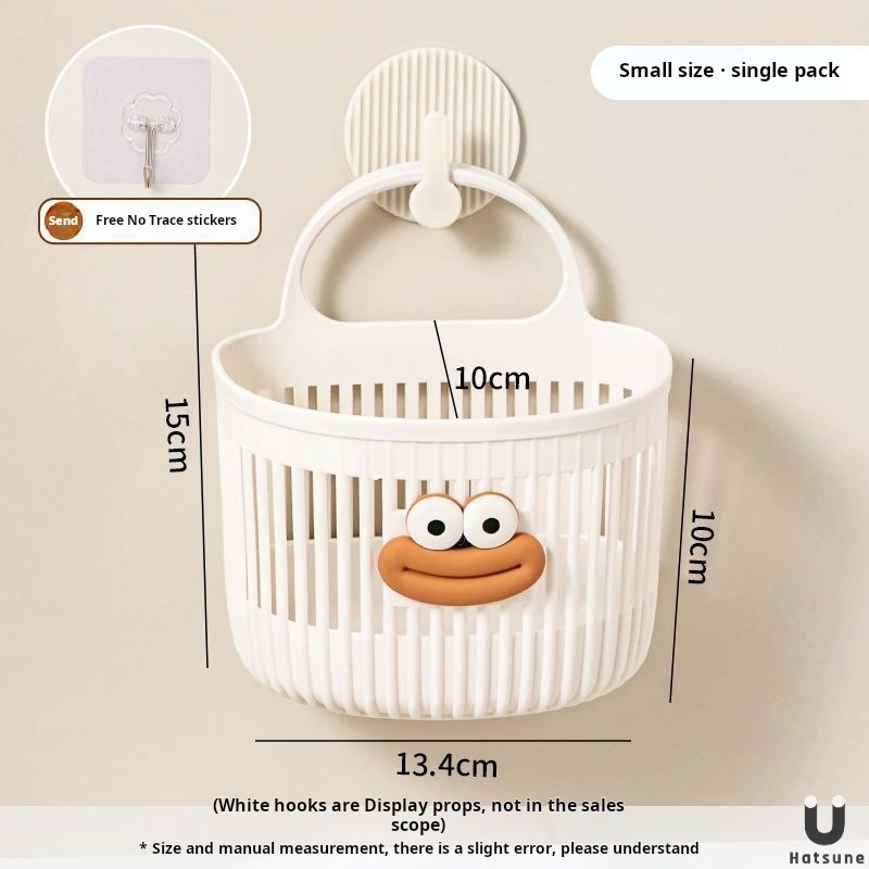 TEMU etiquetable pared multifuncional cesta de almacenamiento sala de ducha cocina baño baño cesto colgante sin agujeros