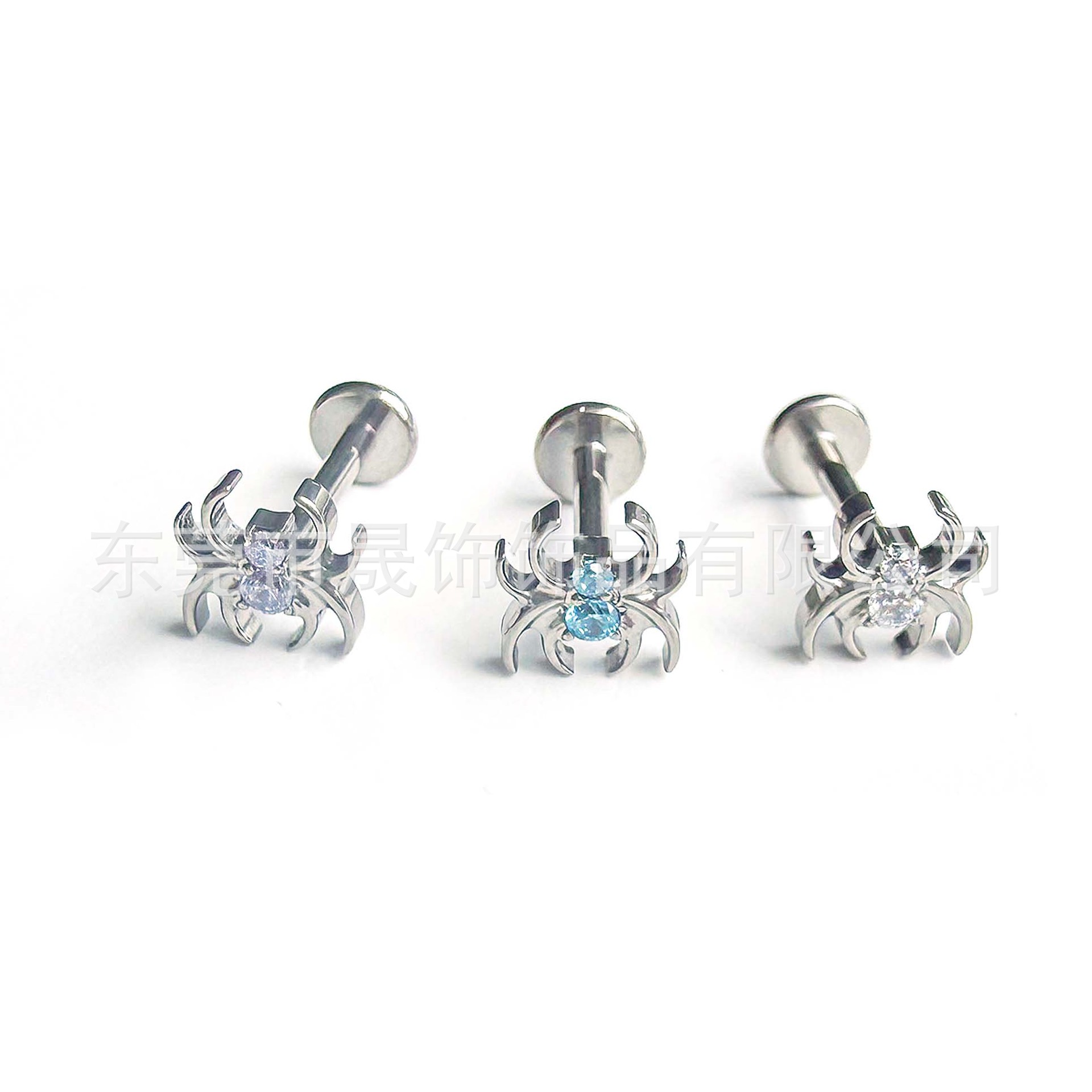 F136 Titanium 蜘蛛 Ear Stud Studded 5A Cubic Zirconia Helix Cartilage Stud G23 Implant Grade Titanium Labret Stud Jewelry Ear 蜗钉 Geometric 造型