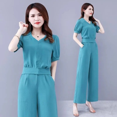 175# Fashion Summer Set for Women, Trendy, Stylish, and Youthful, Goddess Style, Covering the Belly, Two-Piece Pants