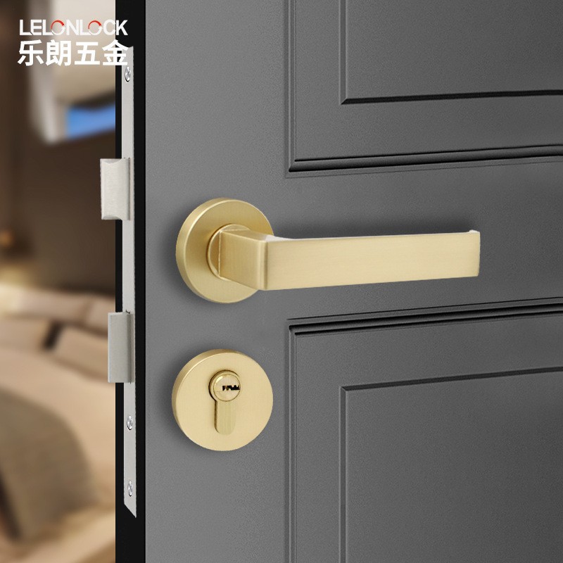 Cerradura de puerta de dormitorio de oro francés personalizado lujo ligero interior cerradura de puerta de madera sólida cerradura de mano silenciosa de hotel