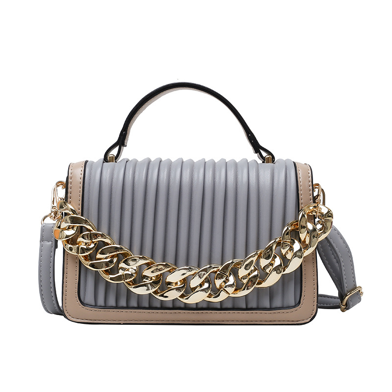 Bolso de mujer 2024, nuevo estilo coreano, bolso bandolera plisado de moda, bolso de hombro con estilo occidental, pequeño bolso cuadrado de cadena a la moda