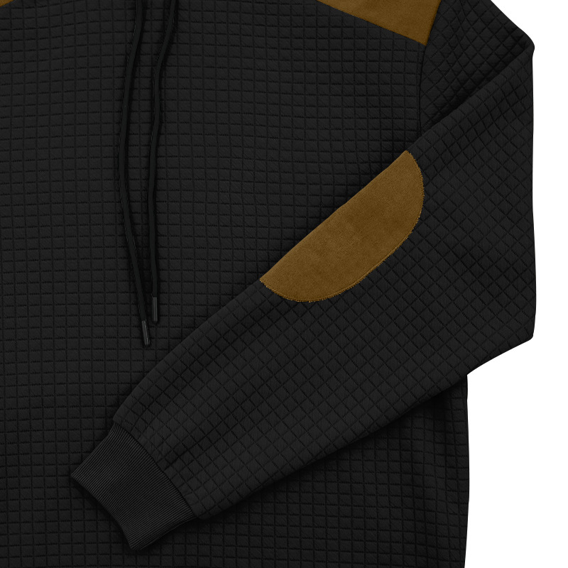 Men's Colour-blocked Jacquard Hoodie Casual Autumn Winter Style_voghion.com