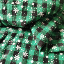 圣诞节装饰批发仿麻面料涤纶印花麻布桌布苏格兰格子图案雪花缎带