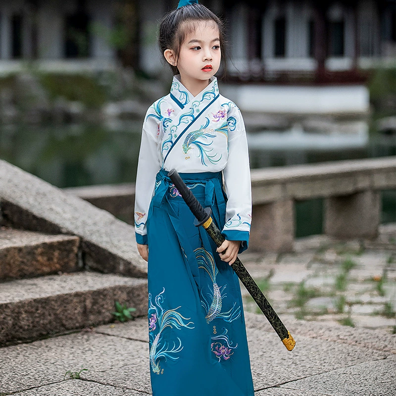 Юбка для девочек в стиле ханьфу, детский костюм Тан, древний костюм для маленьких девочек, стиль ханьфу, 2023, весенний стиль